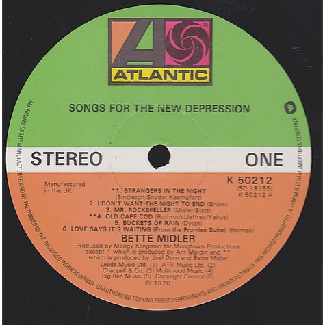 Bette Midler - Songs For The New Depression