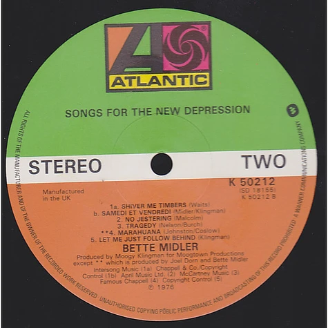 Bette Midler - Songs For The New Depression