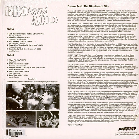 V.A - Brown Acid - The Nineteenth Trip Colored Vinyl Edition