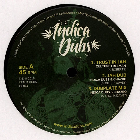 Culture Freeman, Chazbo / Indica Dubs & Chazbo - Trust In Jah, Dub, Dubplate / Innocent Blood, Dub, Dubplate