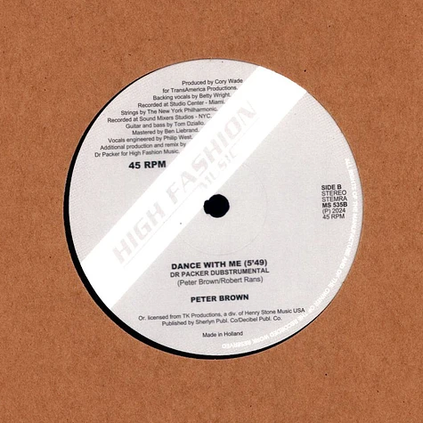 Peter Brown - Dance With Me (Dr Packer Remixes) 2024 Repress