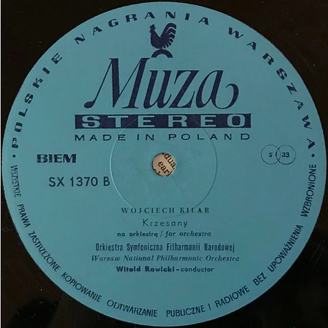 Witold Lutoslawski / Wojciech Kilar, Orkiestra Symfoniczna Filharmonii Narodowej, Witold Rowicki - Livre Pour Orchestra / Krzesany