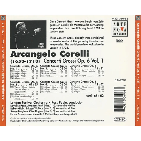 Arcangelo Corelli: Ross Pople, London Festival Orchestra - Concerti Grossi Op. 6 Vol. 1 Nos. 1-6