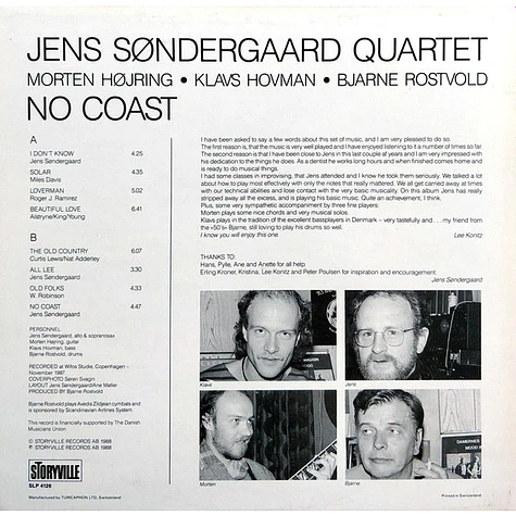 Jens Søndergaard Quartet - No Coast