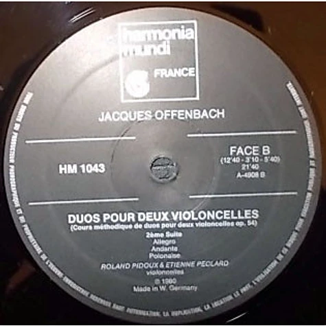 Jacques Offenbach - Etienne Péclard & Roland Pidoux - Jacques Offenbach Suites Pour Deux Violoncelles