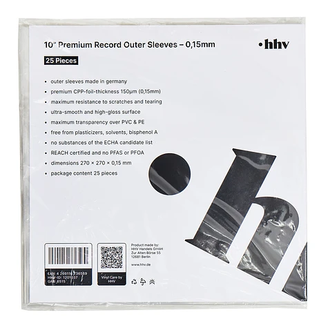 25x 10“ Premium Record Outer Sleeves - Außenhüllen (0,15mm / Made in Germany / CPP-Folie)