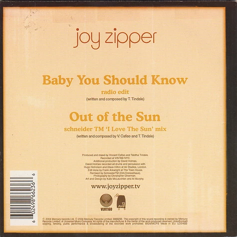 Joy Zipper - Baby You Should Know