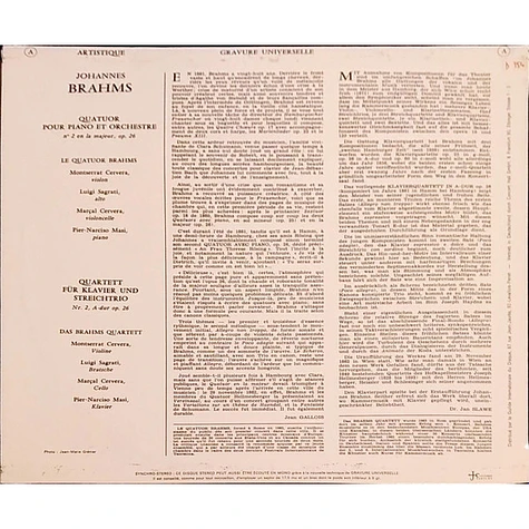 Johannes Brahms / The Brahms Quartet - Quartett Für Klavier Und Streichtrio Nr. 2 A-dur, Op. 26