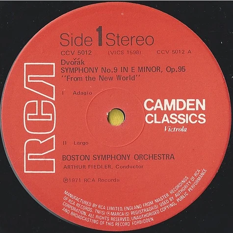 Antonín Dvořák / Boston Symphony Orchestra / Arthur Fiedler - New World Symphony - Carnival Overture