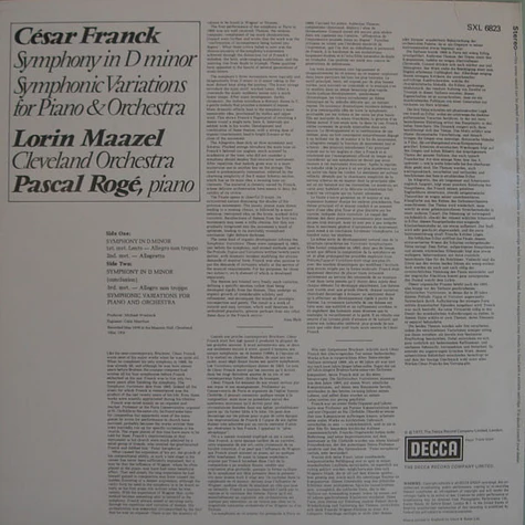 César Franck, Lorin Maazel, The Cleveland Orchestra, Pascal Rogé - Symphony In D Minor