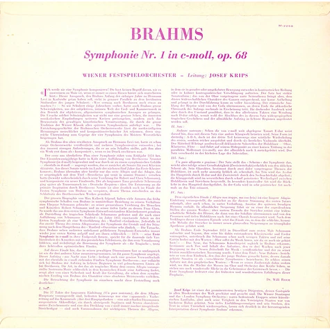 Johannes Brahms - Wiener Festspielorchester, Josef Krips - Symphonie N°1