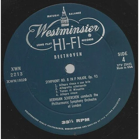 Ludwig van Beethoven, Orchester Der Wiener Staatsoper, Hermann Scherchen, Philharmonic Symphony Of London, Wiener Singakademie - Symphony No. 8 In F Major / Symphony No. 9 In D Minor, Op. 125 ("Choral")