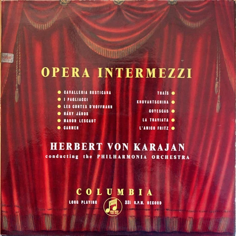 Herbert Von Karajan , Conducting The Philharmonia Orchestra - Opera Intermezzi