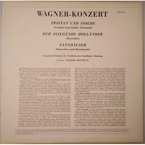 Richard Wagner, Pierre Monteux, Orchester Des NWDR Hamburg - Wagner Konzert