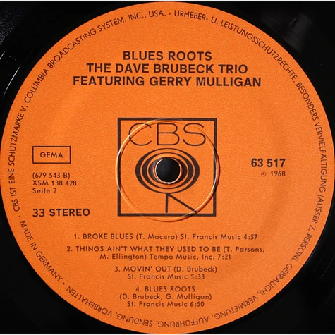 The Dave Brubeck Trio Featuring Gerry Mulligan - Blues Roots