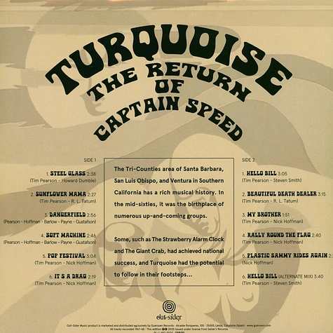 Turquoise - The Return Of Captain Speed Black Vinyl Edition