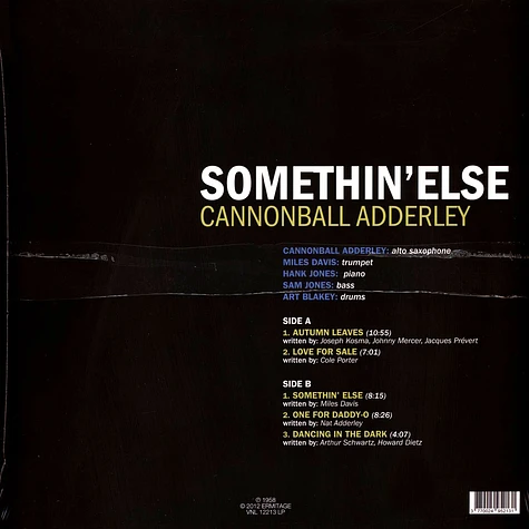 Cannonball Adderley - Somethin Else Clear Vinyl Edition