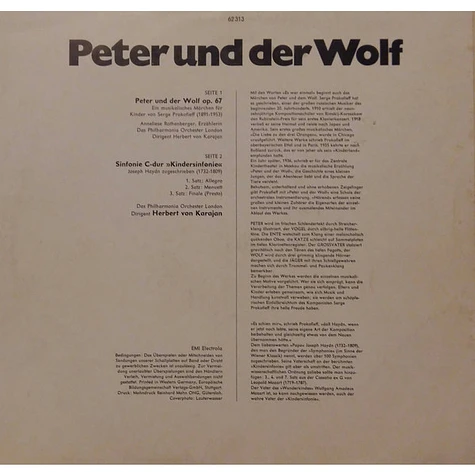 Sergei Prokofiev / Joseph Haydn ' Herbert von Karajan, Anneliese Rothenberger, Philharmonia Orchestra - Peter Und Der Wolf / Kindersinfonie