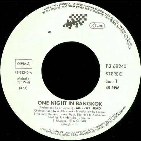 Murray Head - One Night In Bangkok