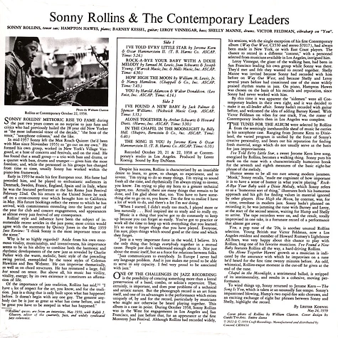 Sonny Rollins - Sonny Rollins & The Contemporary Leaders