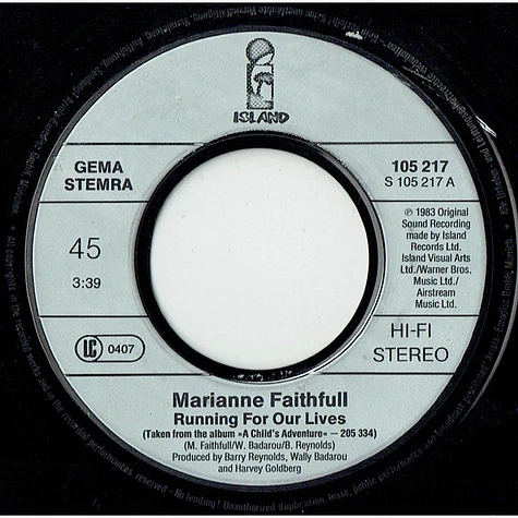 Marianne Faithfull - Running For Our Lives