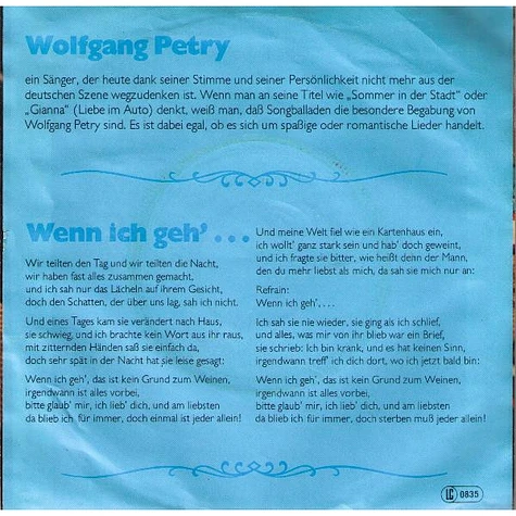 Wolfgang Petry - Wenn Ich Geh'