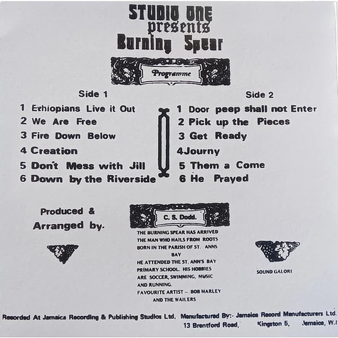 Burning Spear - Studio One Presents Burning Spear