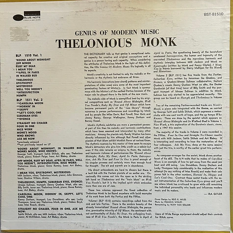 Thelonious Monk - Genius Of Modern Music (Volume One)