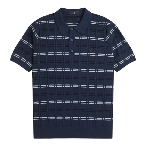 Fred Perry - Striped Rib Knitted Shirt (Tennis Blue) | HHV