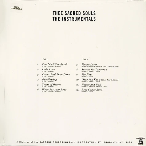 Thee Sacred Souls - The Instrumentals Limited Red