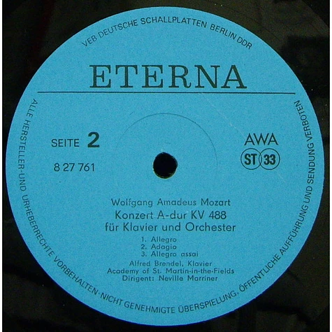 Wolfgang Amadeus Mozart - Alfred Brendel - The Academy Of St. Martin-in-the-Fields - Sir Neville Marriner - Klavierkonzerte D-moll Kv 466 / A-dur Kv 488