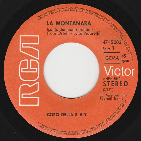 Coro Della S.A.T. - La Montanara