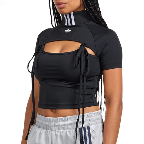 adidas - Ribbon Cut Out Crop Top (Black) | HHV