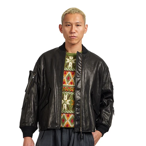 ⭐︎BEAMSPLUS⭐︎ 超美品MILFlightJacket Leather Beams Plus MIL Flight Jacket Leather Black - Mildblend Supply Co