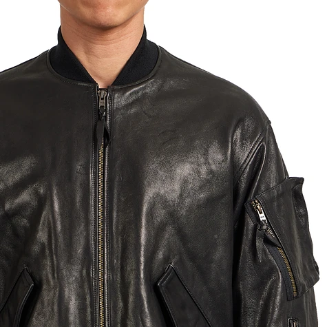 Beams Plus - Mil Flight Jacket Leather (Black) | HHV
