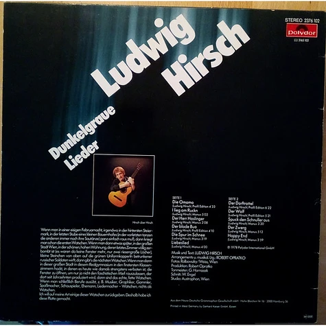 Ludwig Hirsch - Dunkelgraue Lieder