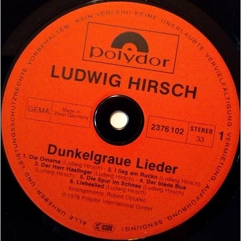 Ludwig Hirsch - Dunkelgraue Lieder