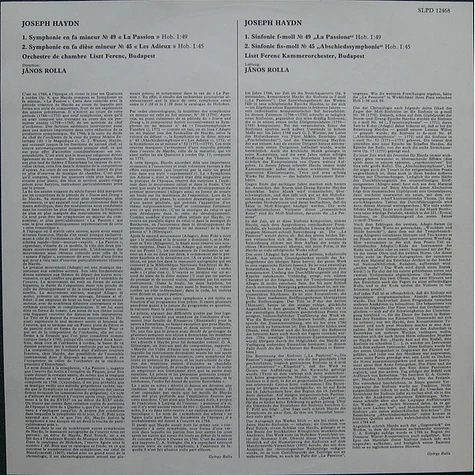 Joseph Haydn, Liszt Ferenc Chamber Orchestra - Symphony No. 49 "La Passione" / Symphony No. 45 "Farewell"