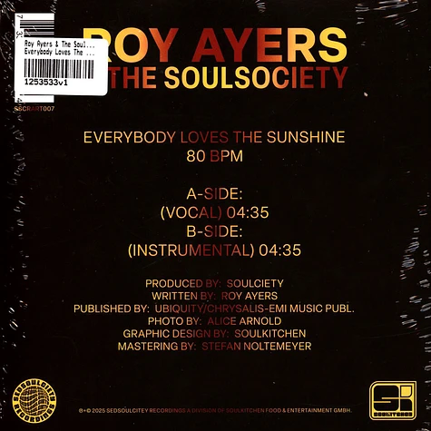 Roy Ayers & The Soulsociety - Everybody Loves The Sunshine Yellow Vinyl Edition With Picture Cover