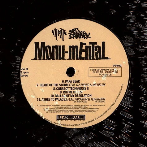 uMaNg & B.B.Z Darney - Monu-mEnTaL Black Vinyl Edition