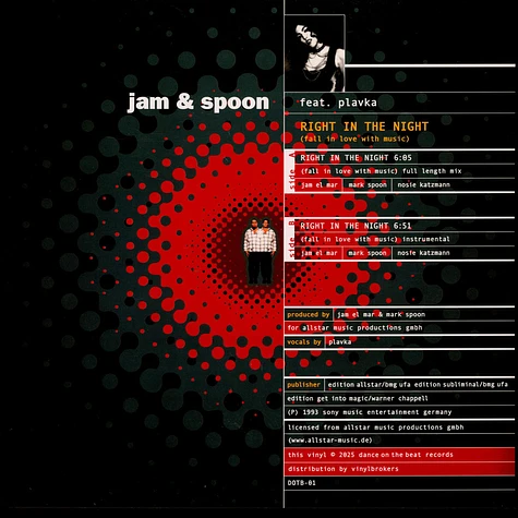 Jam & Spoon - Right In The Night (Fall In Love With Music) Red Marbeld Vinyl Edition
