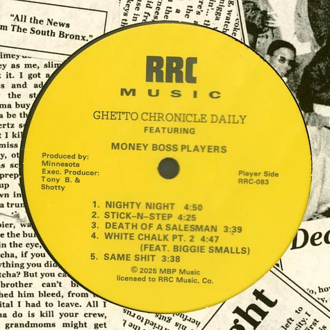 洋楽 MBP - Ghetto Chronicle Daily Ghetto Chronicle Daily (LP) | Money Boss Players | RRC MUSIC CO.