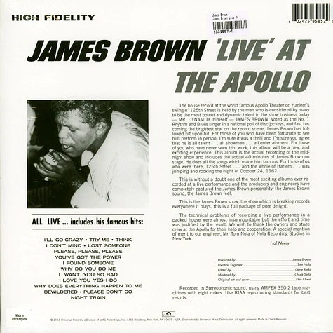 James Brown - James Brown Live At The Apollo 1962 Limited Edition