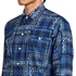 Beams Plus - MIL Open Collar Indigo Plaid Discharge Print