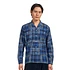 Beams Plus - MIL Open Collar Indigo Plaid Discharge Print