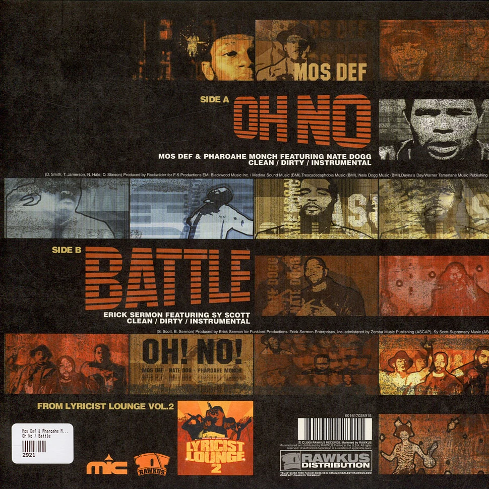 Mos Def & Pharoahe Monch Featuring Nate Dogg / Erick Sermon Featuring Sy Scott - Oh No / Battle