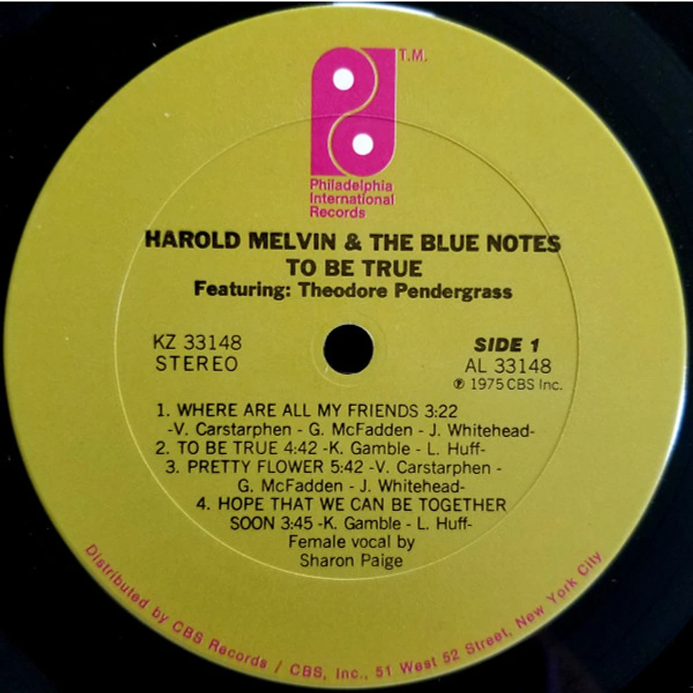 Harold Melvin And The Blue Notes Featuring Teddy Pendergrass - To Be True