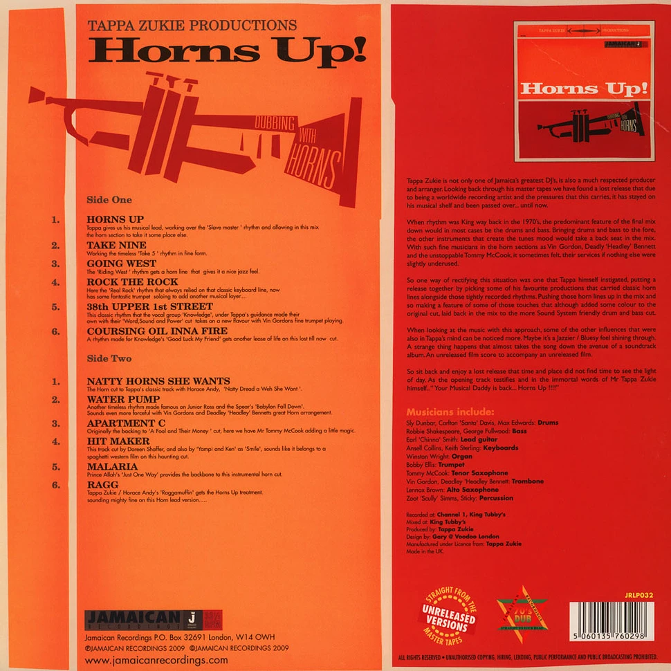 Tappa Zukie - Horns Up!-Dubbing With Horns