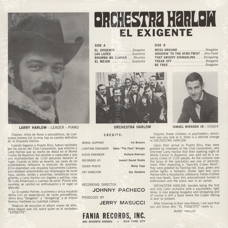 Orchestra Harlow - El Exigente - Vinyl LP - 1967 - US - Reissue | HHV