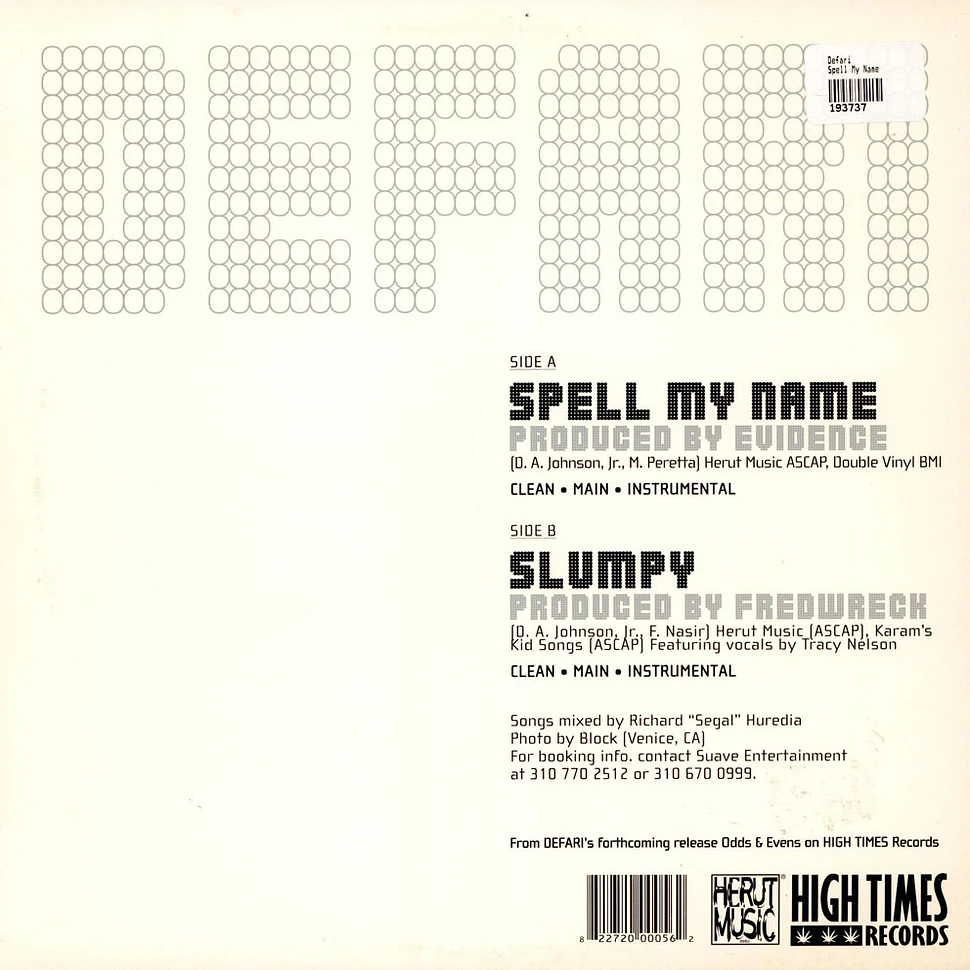 Defari - Spell My Name / Slumpy